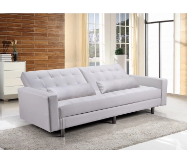 Divano letto 3 posti, reclinabile, contenitore ecopelle bianco 197cm Sicorage Ghuer