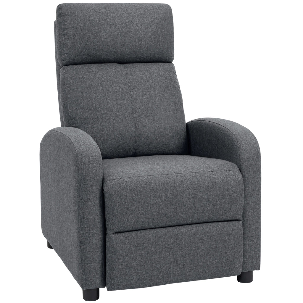 Poltrona Relax Imbottita 69x87x100,5 cm Reclinabile a 135° con Poggiapiedi in Tessuto Grigio