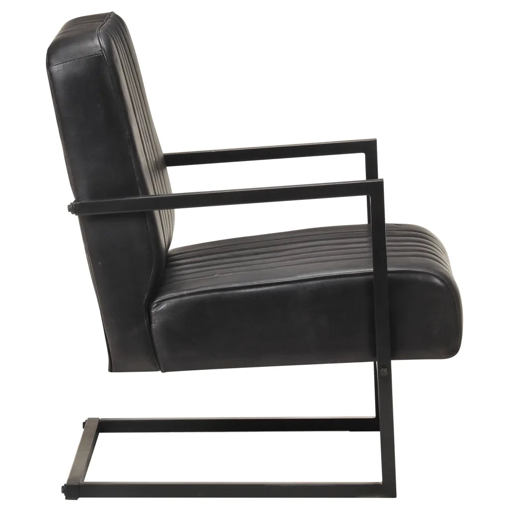 Poltrona a Sbalzo Nera in Vera Pelle cod mxl 20475