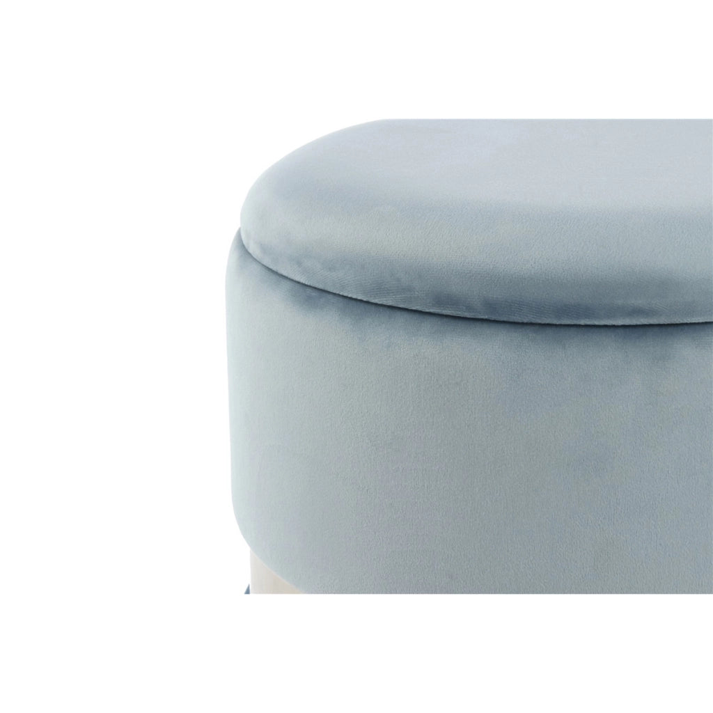 Set di 2 pouf contenitori Zora in velluto azzurro e argento