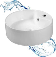 Wastafello in ceramica rotondo - alta lucidità bianco - 40 x 40 x 15 cm - ideale per bagno e armadietto del water