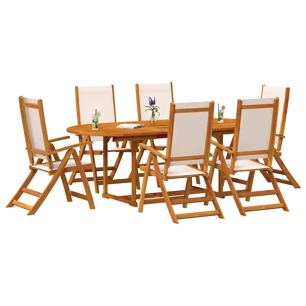 Set Pranzo da Giardino 7pz Legno Massello di Acacia e Textilene 3279273