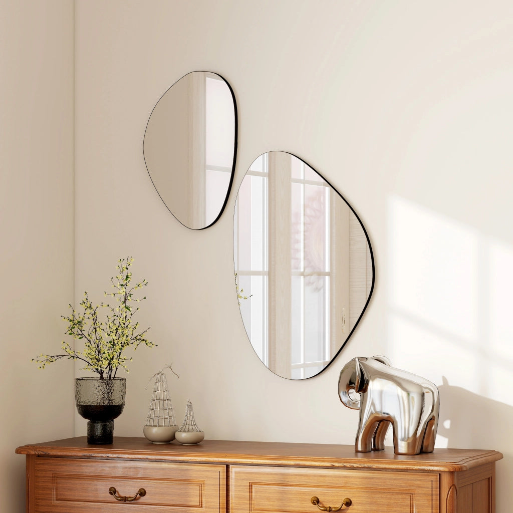 Specchio da parete decorativo irregolare a forma di gallet ¨C zephmum ¨C nero, metallo, 70x46 cm
