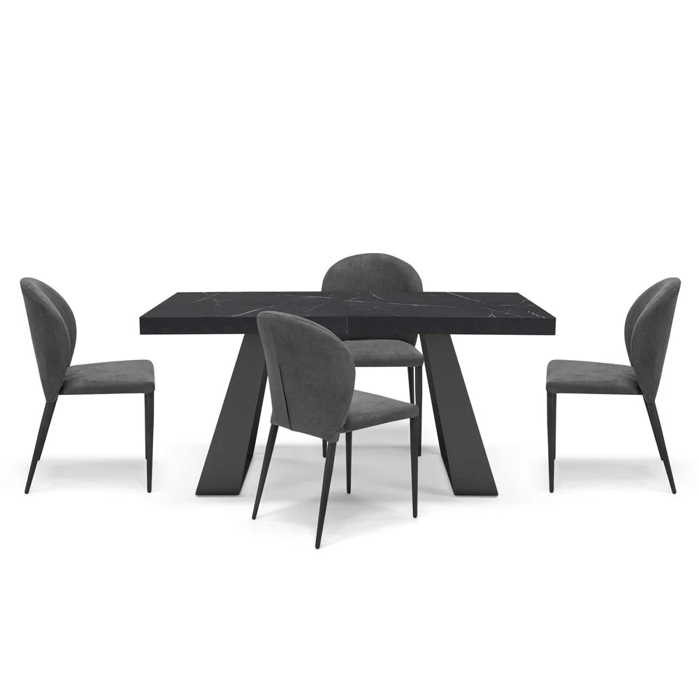 Tavolo allungabile da pranzo Pietra Nera 160x90 MADE IN ITALY modello ARGO fino a 240 CM per sala da pranzo, cucina e soggiorno, design moderno con top melaminico