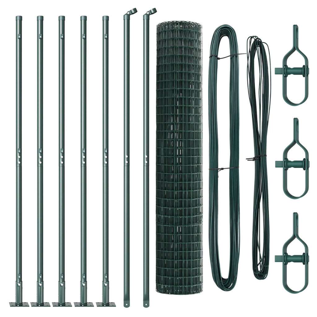Recinzione Euro con 7 Posti Flangiati 1.4x10 m Acciaio Zincato