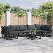 vidaXL Set Divano da Giardino con cuscino 7 pcs Nero Alluminio