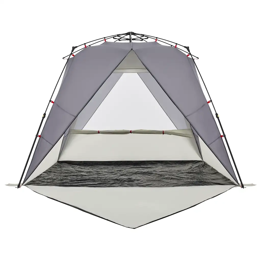 Tenda da Spiaggia 4 Persone Grigio Rilascio Rapido Impermeabile