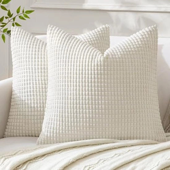 Set di 2 cuscini per divano in corduroy decorativi cuscini per divano cuscini per sedia cuscini decorativi per sedia cuscini per divano per salotto camera da letto 40x40 cm, 16x16 pollici bianco