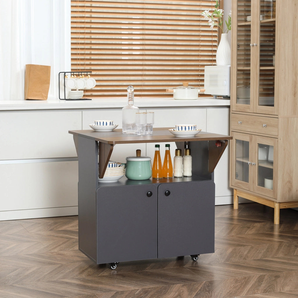 Tavolo pieghevole con cassettiera ¨C zephmum ¨C Grigio chiaro e marrone scuro, 70x83x75 cm
