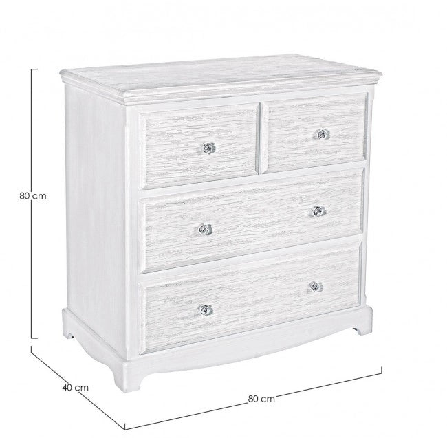 Cassettiera Legno Bianco Rustica da Interno - BLAINE