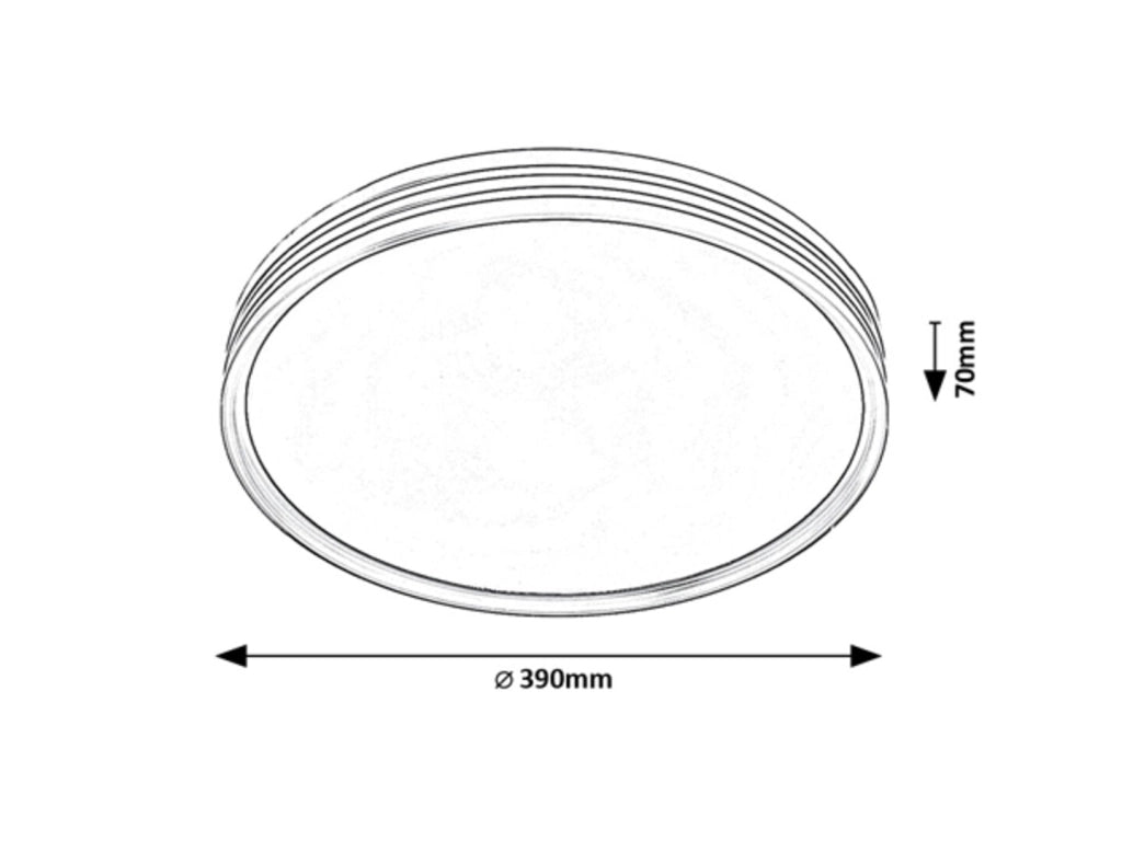 Plafoniera LED 39 cm 25W nero opaco tonda Epora Rabalux