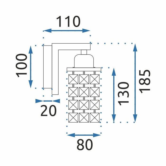 Lampada Da Parete In Metallo Cristallo APP543-1W Cromo