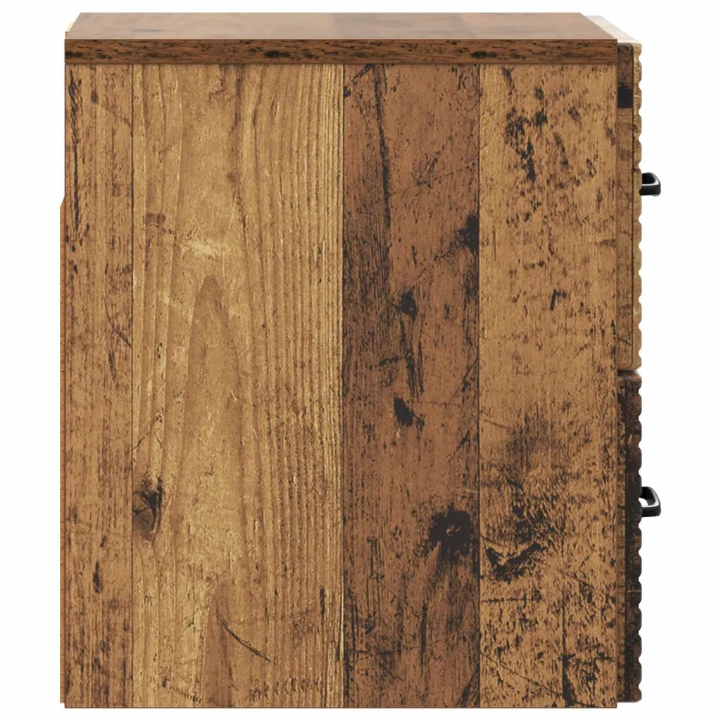 Mobiletto da notte a muro 2 pcs Legno antico 34,5 x 33 x 40 cm 898652