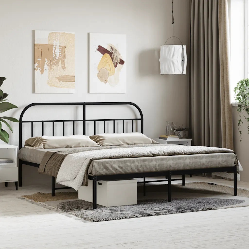 Giroletto con Testiera-Struttura Letto con testiera in Metallo Nero 180x200 cm 405978