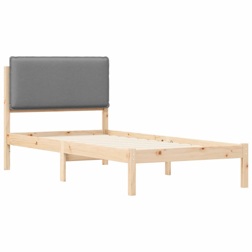 Letto con Testiera Rivestita Grigio chiaro 75 x 190 cm