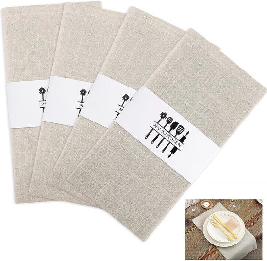 4 serviette in lino, serviette in lino morbida, serviette in stile vintage, serviette in lino quadrata naturali, serviette per la pelle per cena, matrimoni e feste (40 x 40 cm)