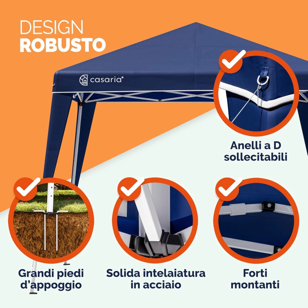 ® Gazebo da Giardino Capri 3x3m Pop-Up Protezione 50+ Impermiabile Tenda a Fisarmonica Blu