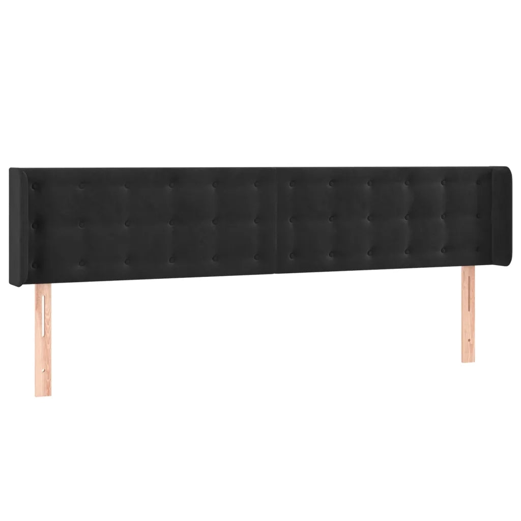Testiera | Testata ad Orecchio Nera 203x16x78/88 cm in Velluto