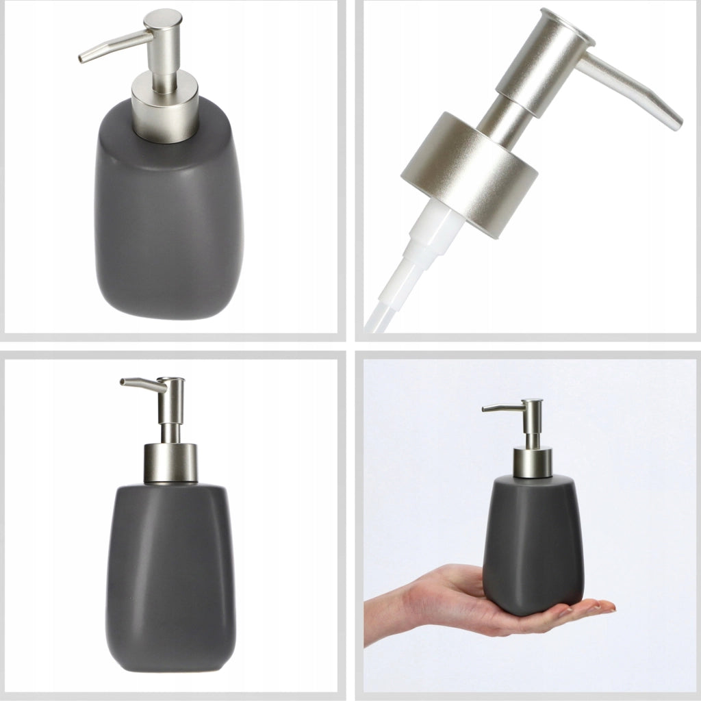 Set da bagno KADAX 3 in 1 con dispenser di sapone per WC, spazzolino e bicchiere, colore grigio.