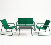 Set Salotto da Giardino con 2 Sedie Divano e Tavolino per Patio Esterno Verde