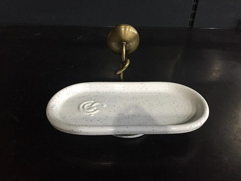 Porta Sapone Appoggio Retro Doppio Ceramic.Bianca Puntinata - Capannoli