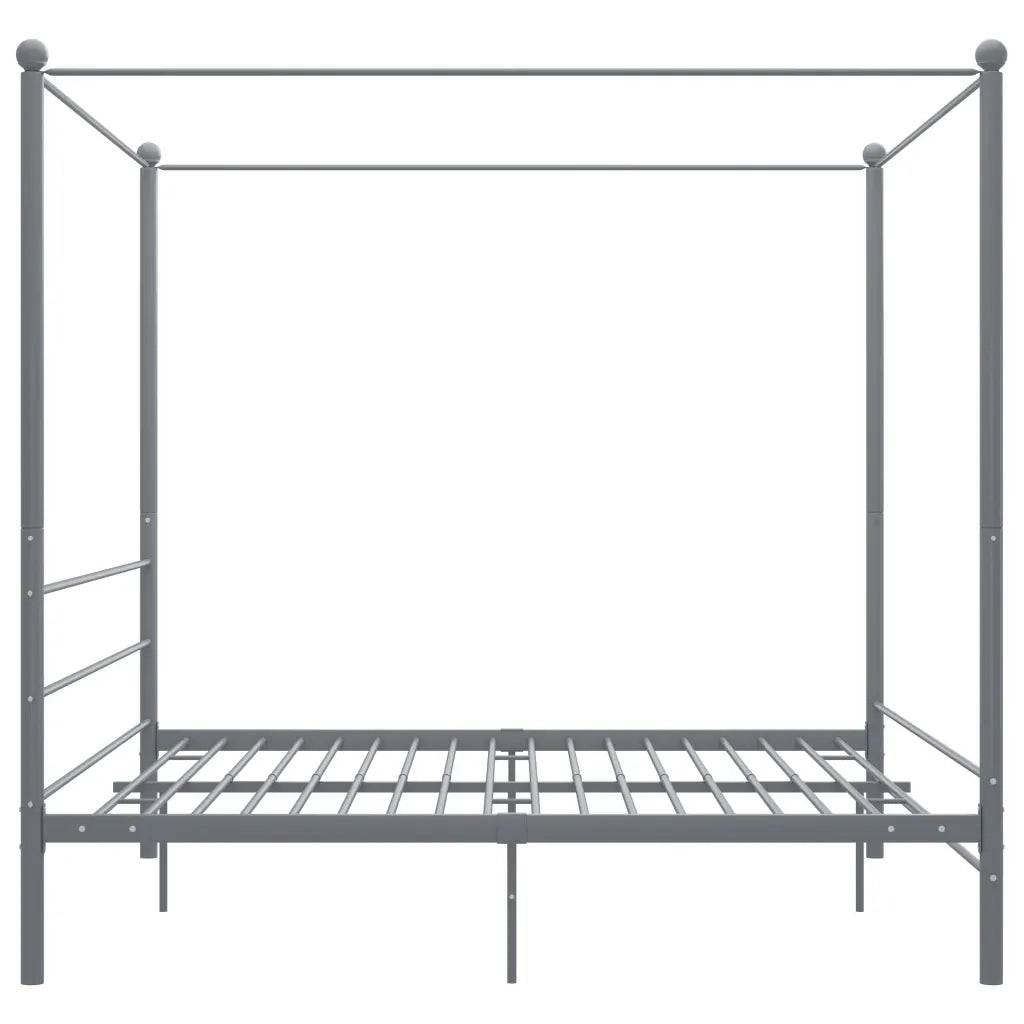 Letto a Baldacchino Grigio in Metallo 200x200 cm