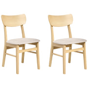 Set di 2 sedie da pranzo Struttura in legno di gomma scuro Seduta in tessuto poliestere grigio chiaro Design retrò senza braccioli