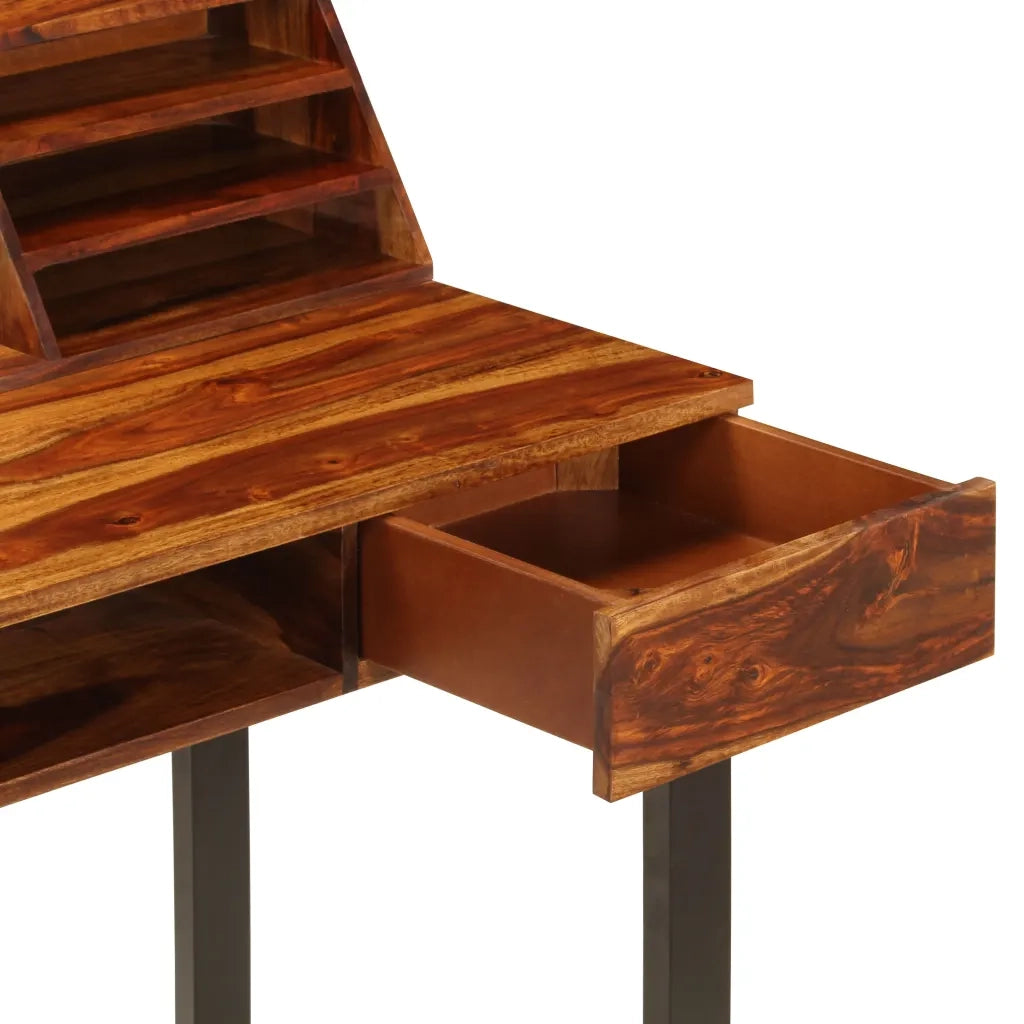 Scrivania 110x50x94 cm Massello di Acacia e Acciaio 247964