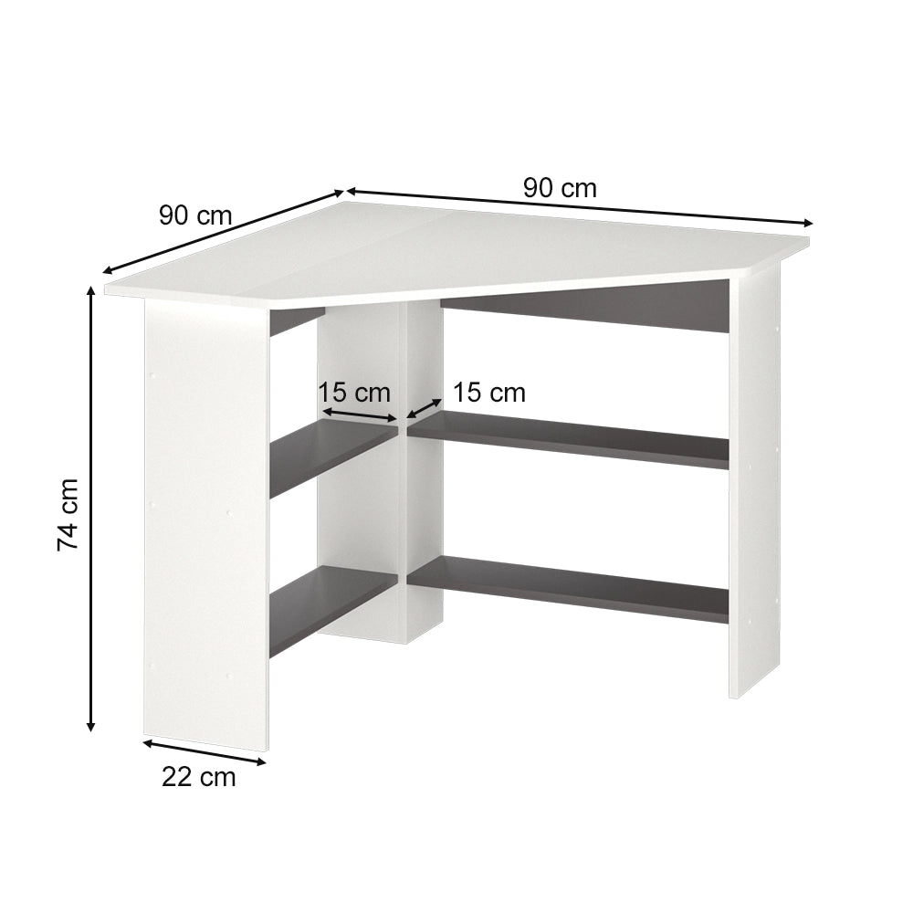 Vicco Scrivania angolare Bianco 90 x 90 cm