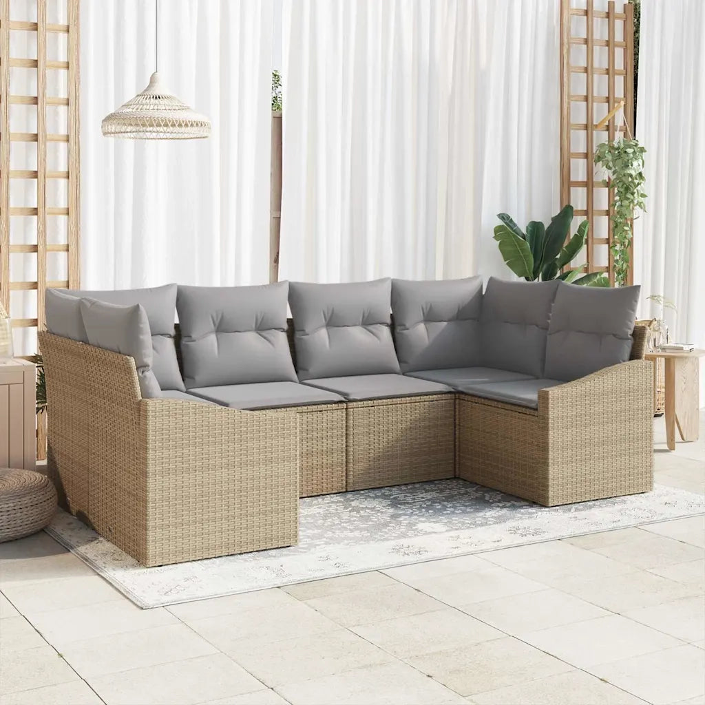 Set di divani con cuscino 6 pcs Beige polyrattan 3346860