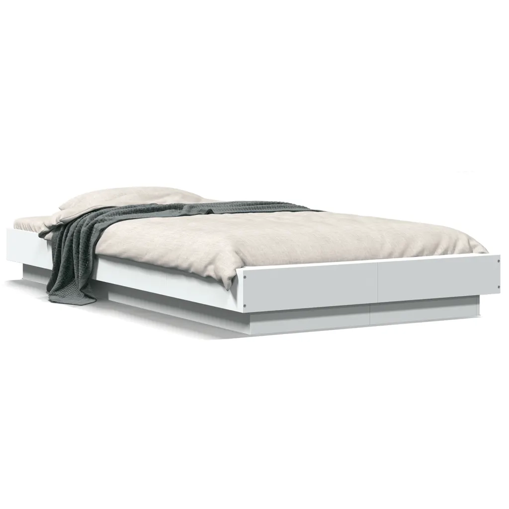 Giroletto con Luci LED-Struttura Letto Bianco 90x190 cm in Legno Multistrato 686986