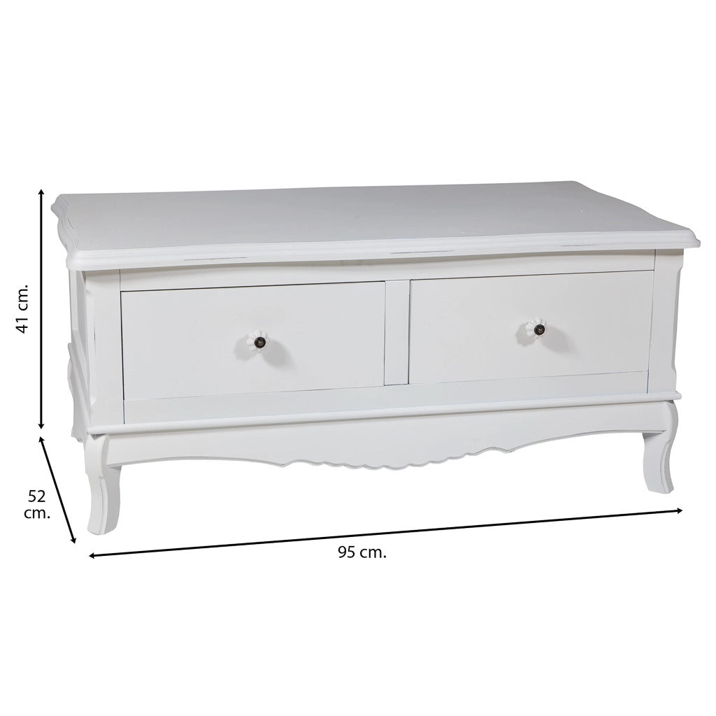 Mobile basso in legno con laccatura bianca 92x52x41