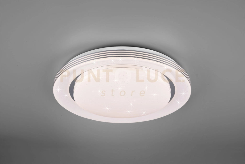 ATRIA PLAFONIERA LED GRANDE CON TELECOMANDO MULTIFUNZIONE CON DIFFUSORE EFFETTO CIELO STELLATO D.48CM 3000-6000k 2500lm 21w DIMMERABILE