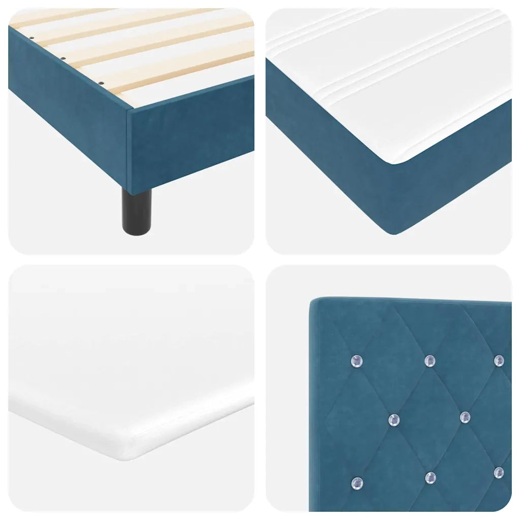 Letto a molle con testiera Blu scuro 160 x 200 cm Velluto 3340344