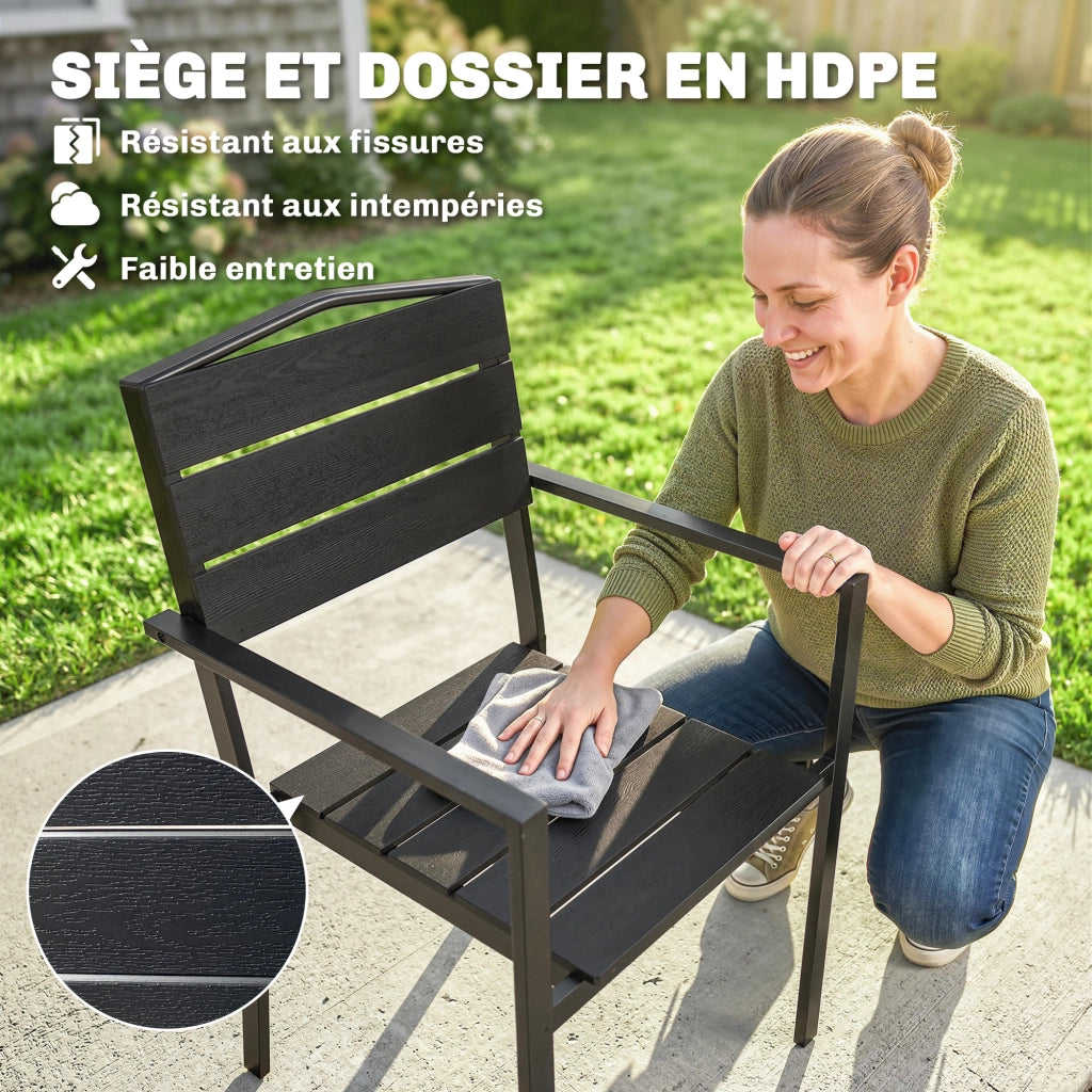 Sedia da Giardino Imbottita con Braccioli in Polipropilene ¨C zephmum ¨C 52x51x90cm Nero