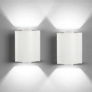 Set 2 Applique LED da Parete 2 LED Design Curvo Compatto IP65 Interno/Esterno Luce Naturale o Fredda Nero o Bianco Luce Fredda - Bianco