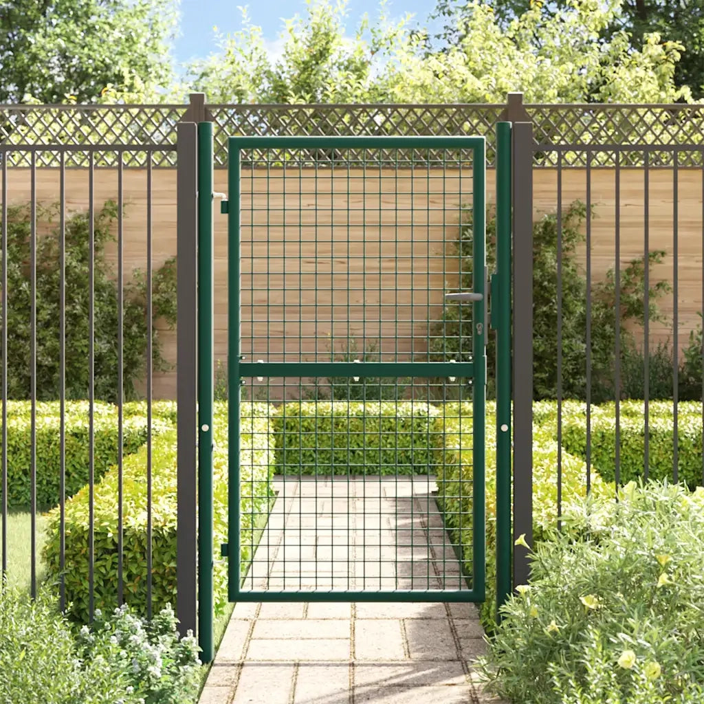Cancello per Recinzione in Acciaio 100x150 cm Verde 145734