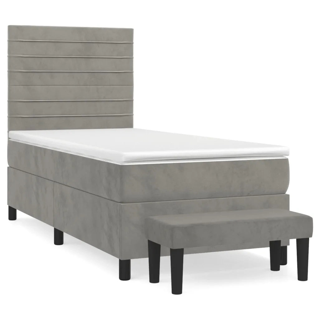 Giroletto a Molle con Materasso Grigio Chiaro 100x200cm Velluto 3137887