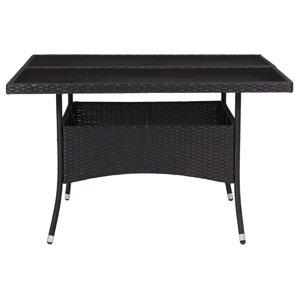 Set da Pranzo da Giardino 9 pz in Polyrattan e Vetro Nero cod mxl 39649