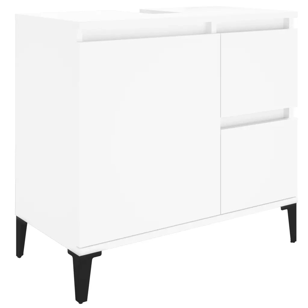 Set di Mobili da Bagno | Armadio da bagno 3 pz Bianco in Legno Multistrato
