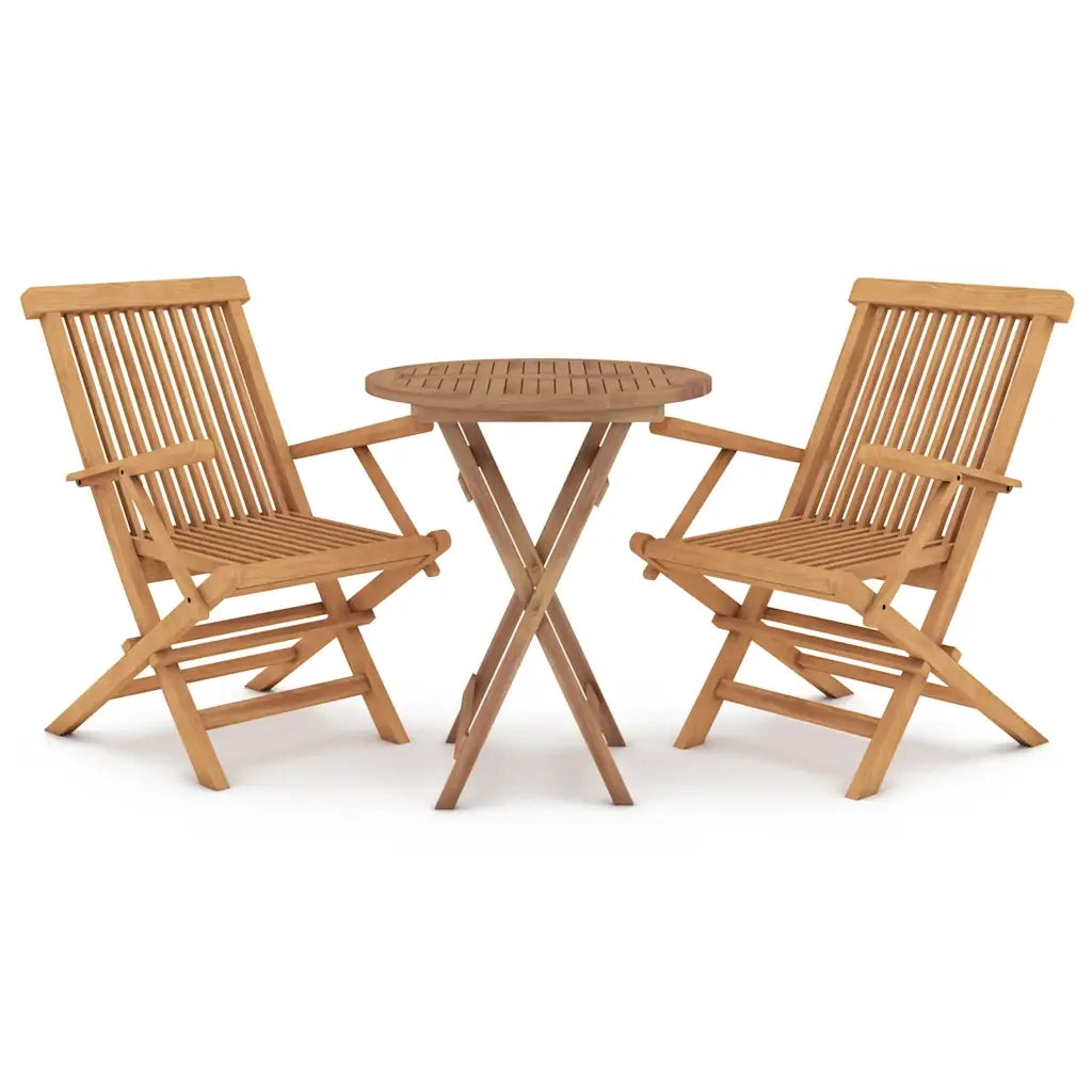 Set da Pranzo per Giardino 3 pz | Set Salotto da Giardino in Legno Massello di Teak