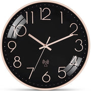Cronografo radiocomandato senza tic, silenzioso, 30 cm, cronografo radiocomandato moderno per camera da letto, cucina, scuola, ufficio, bagno (nero)