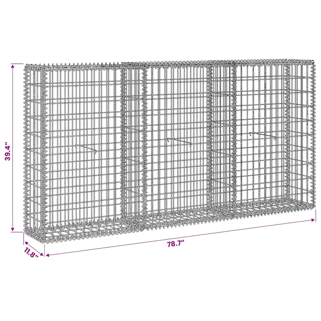Gabbione in Rete in Acciaio Zincato 200x30x100 cm 142548
