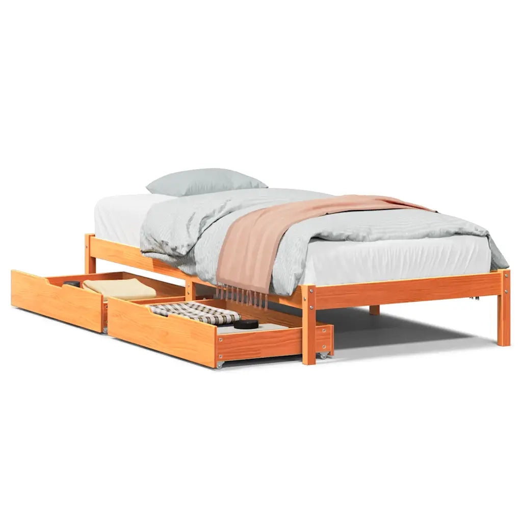 Letto senza Materasso-Struttura Letto Marrone Cera 75x190 cm in Legno di Pino 404832