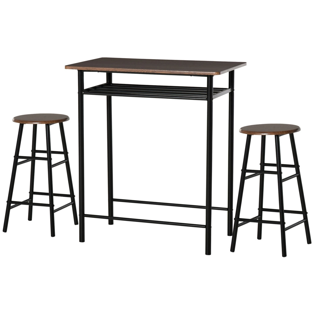Tavolo da bar ¨C zephmum ¨C MDF noce metallo nero 2 sgabelli