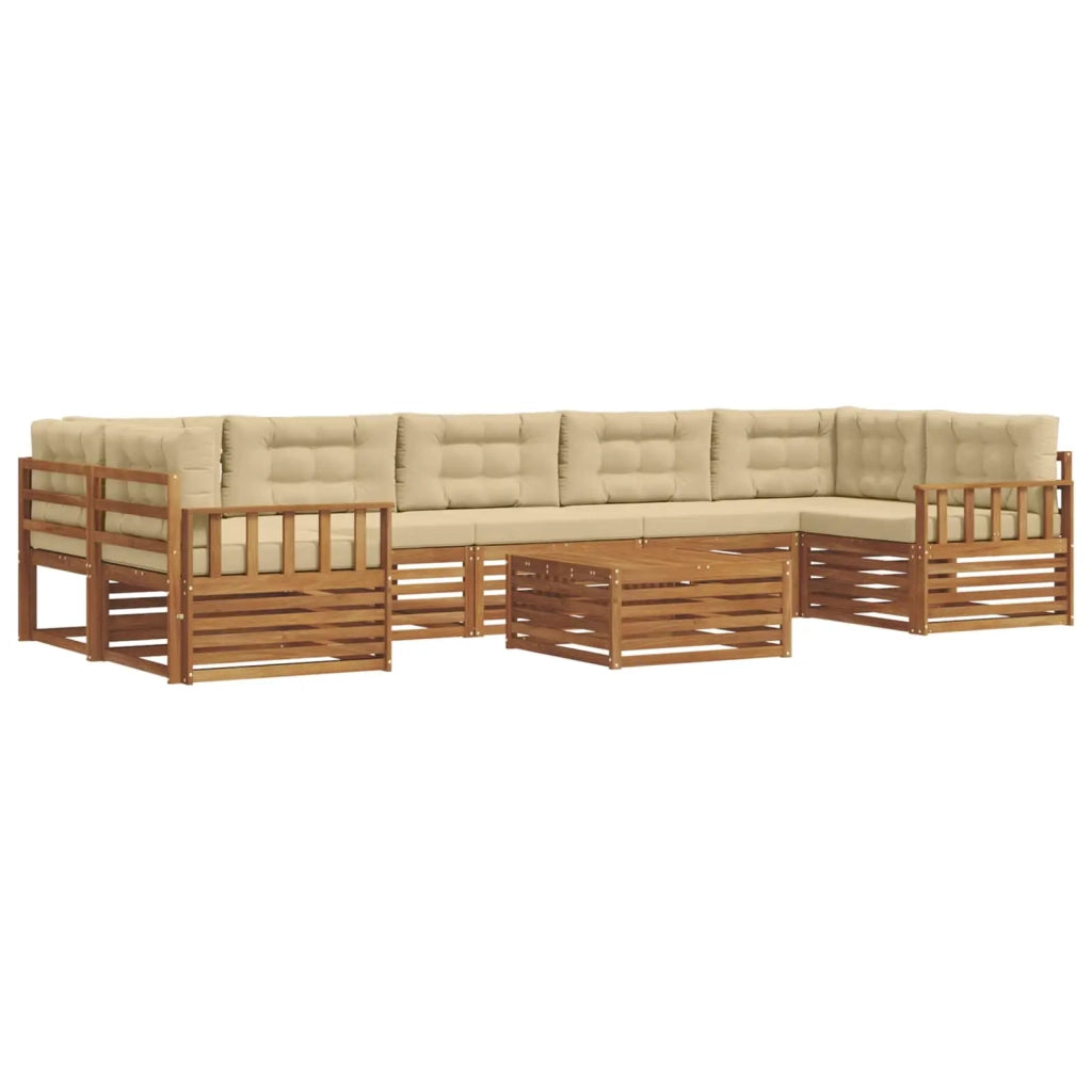 Set di divani da esterno con cuscino 8 pcs Naturale e Beige