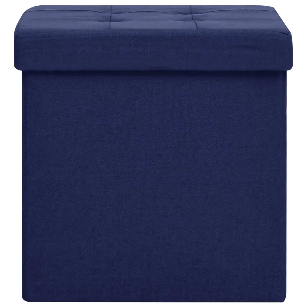 Sgabello con Contenitore Pieghevole Blu in Simil Lino CFW4785356
