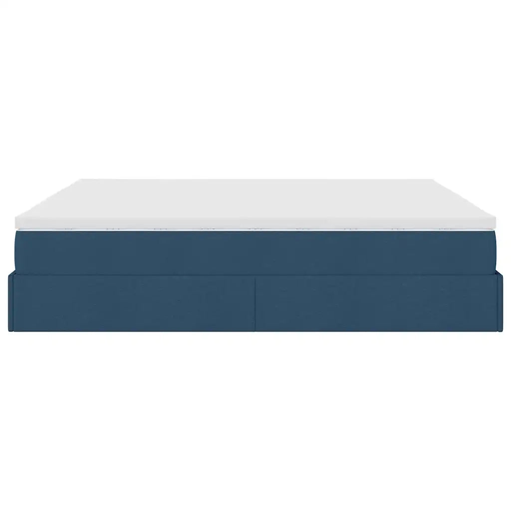 Struttura Letto Pouf con Materassi Blu 200x200 cm in Tessuto 3311140