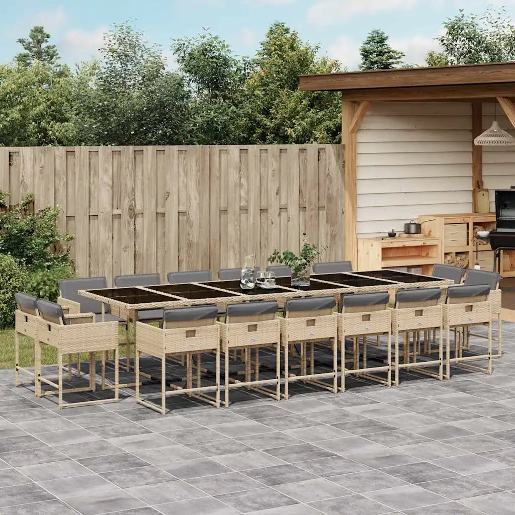 Set Pranzo da Giardino 17 pz con Cuscini Beige Misto Polyrattan 3211428