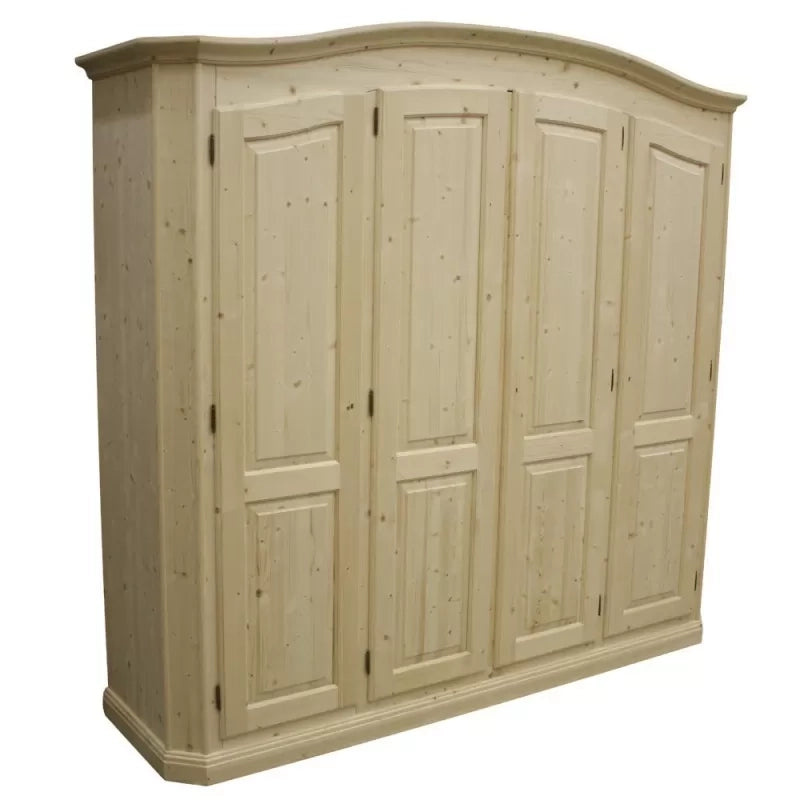 armadio classico 4 porte legno massello abete grezzo 231x63x219 (305) - Mobili 2G